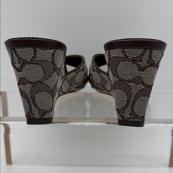 Coach Wedge Sandal In Signature Jacquard Oak Maple - Picture 6 of 13